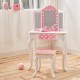 Masuta de toaleta pentru copii cu 3 oglinzi, sertar si scaun Roz-Alb - Vanity Table and Stool 