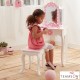 Masuta de toaleta pentru copii cu 3 oglinzi, sertar si scaun Roz-Alb - Vanity Table and Stool 