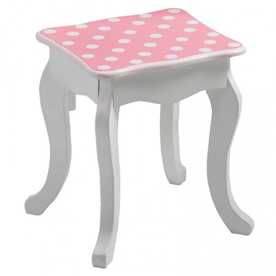 Masuta de toaleta pentru copii cu 3 oglinzi, sertar si scaun Roz-Alb - Vanity Table and Stool 