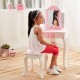 Masuta de toaleta pentru copii cu 3 oglinzi, sertar si scaun Roz-Alb - Vanity Table and Stool 