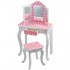 Masuta de toaleta pentru copii cu 3 oglinzi, sertar si scaun Roz-Alb - Vanity Table and Stool 