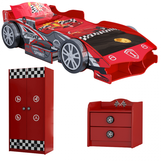 Set Formula 1 car - 3 piese (pat masina, dulap race, noptiera)