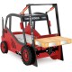 Pat cu Birou 2 in 1 pentru copii - MotoStivuitor cu Cupa cu LED-uri din lemn MDF - Patut mare forma de masina cu saltea inclusa