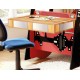 Pat cu Birou 2 in 1 pentru copii - MotoStivuitor cu Cupa cu LED-uri din lemn MDF - Patut mare forma de masina cu saltea inclusa