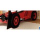 Pat cu Birou 2 in 1 pentru copii - MotoStivuitor cu Cupa cu LED-uri din lemn MDF - Patut mare forma de masina cu saltea inclusa