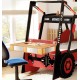 Pat cu Birou 2 in 1 pentru copii - MotoStivuitor cu Cupa cu LED-uri din lemn MDF - Patut mare forma de masina cu saltea inclusa