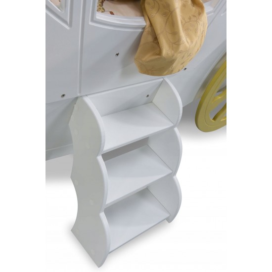 Pat Caleasca Royal Princess Carriage ALB - Pat din lemn MDF in forma de trasura  Plastiko