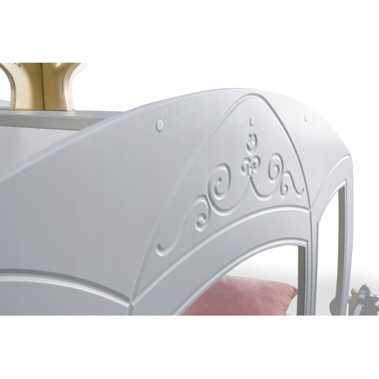 Pat Caleasca Royal Princess Carriage ALB - Pat din lemn MDF in forma de trasura  Plastiko