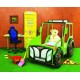 Pat AGRO pentru copii Tractor Farmer cu LED-uri din lemn MDF - Pat Verde in forma de masina cu saltea inclusa