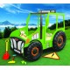 Pat AGRO pentru copii Tractor Farmer cu LED-uri din lemn MDF - Pat Verde in forma de masina cu saltea inclusa