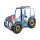 Pat AGRO pentru copii Tractor Farmer cu LED-uri din lemn MDF - Pat Albastru in forma de masina cu saltea inclusa