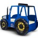 Pat AGRO pentru copii Tractor Farmer cu LED-uri din lemn MDF - Pat Albastru in forma de masina cu saltea inclusa
