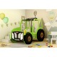 Pat AGRO pentru copii Tractor Farmer cu LED-uri din lemn MDF - Pat Verde in forma de masina cu saltea inclusa