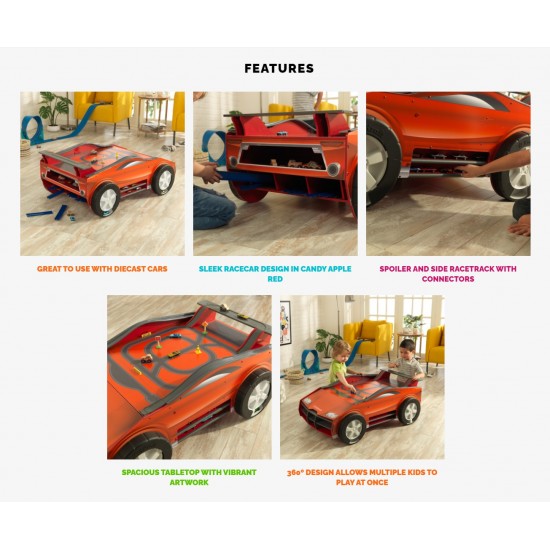 Masuta de joaca in forma de Masina - Speed N Play Kidkraft- Masa din lemn cu piste trasee auto si spatiu de stocare