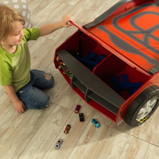 Masuta de joaca in forma de Masina - Speed N Play Kidkraft- Masa din lemn cu piste trasee auto si spatiu de stocare