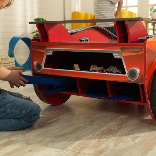Masuta de joaca in forma de Masina - Speed N Play Kidkraft- Masa din lemn cu piste trasee auto si spatiu de stocare
