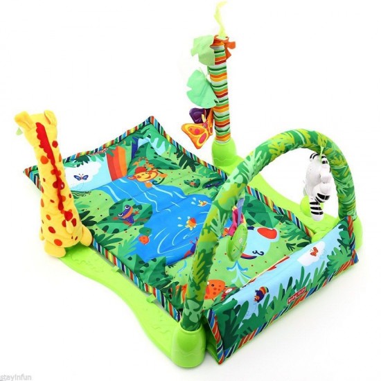 Centru de joaca 3 in 1 Salteluta Rain Forest Zoo - Musical Baby Activity play gym