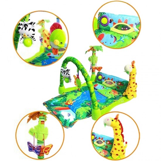 Centru de joaca 3 in 1 Salteluta Rain Forest Zoo - Musical Baby Activity play gym