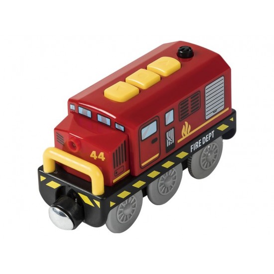 Locomotiva cu baterie Diesel electrica de Pompieri - Fire Dept cu sunete si lumini