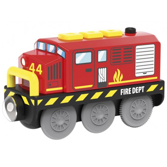 Locomotiva cu baterie Diesel electrica de Pompieri - Fire Dept cu sunete si lumini