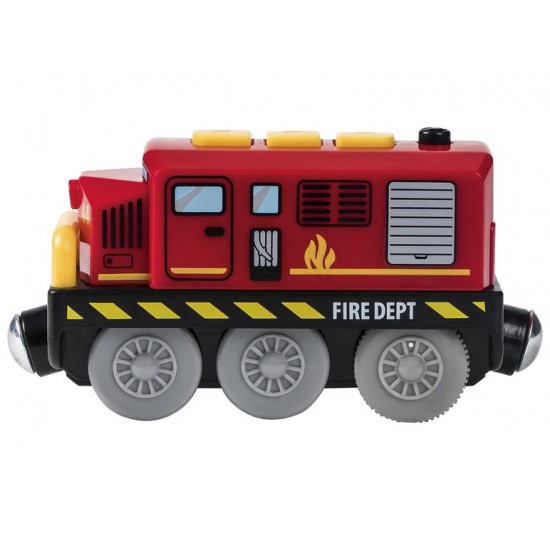 Locomotiva cu baterie Diesel electrica de Pompieri - Fire Dept cu sunete si lumini