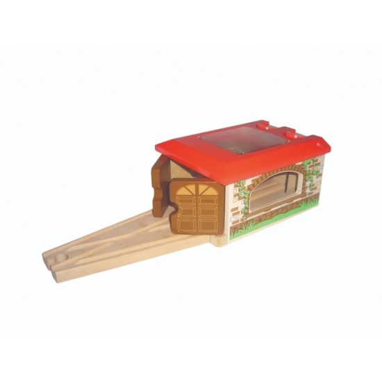 Depou Garaj Automat pentru trenulete cu 2 intrari si usi din lemn mobile Maxim Shed Atomatic