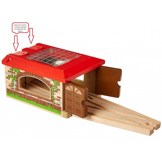 Depou Garaj Automat pentru trenulete cu 2 intrari si usi din lemn mobile Maxim Shed Atomatic