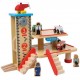 Garaj Statie de Tren cu trei nivele lift pentru masinute si trenulete din lemn Maxim Rail Road Garage Train Station
