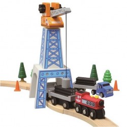 Macara Portuara Mare din lemn Maxim Rail Road Crane 27 cm