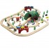 Set trenulete Mountin Rock Town cu circuit montan si tunel dublu Rail Road 100 piese din lemn