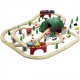 Set trenulete Mountin Rock Town cu circuit montan si tunel dublu Rail Road 100 piese din lemn