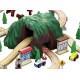 Set trenulete Mountin Rock Town cu circuit montan si tunel dublu Rail Road 100 piese din lemn