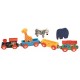 Trenulet din lemn ZOO cu girafa zebra si elefant Maxim-50821 Rail Road