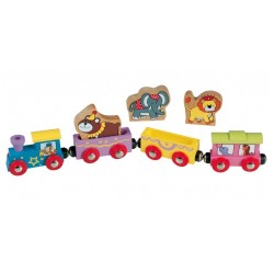 Trenulet din lemn Circus cu animale de Circ leu urs si elefant Maxim-50828 Rail Road