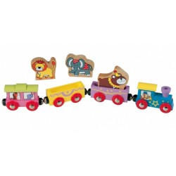 Trenulet din lemn Circus cu animale de Circ leu urs si elefant Maxim-50828 Rail Road