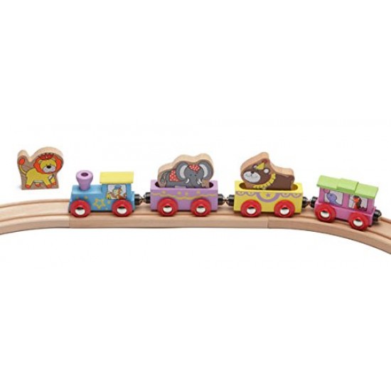 Trenulet din lemn Circus cu animale de Circ leu urs si elefant Maxim-50828 Rail Road