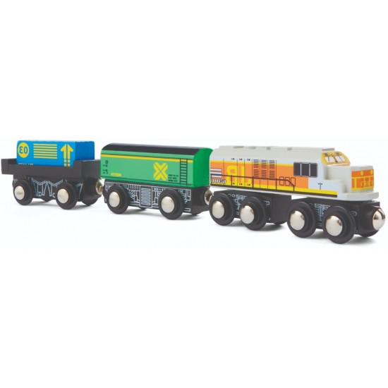 Trenulet din lemn Marfar Cargo Imaginarium - Set Maxim 69757 Rail Road 