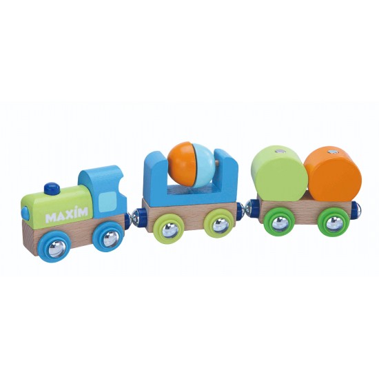 Trenulet din lemn cu Incarcatura Magentica si Betoniera Junior Tren Maxim- 50648 Rail Road
