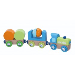 Trenulet din lemn cu Incarcatura Magentica si Betoniera Junior Tren Maxim- 50648 Rail Road