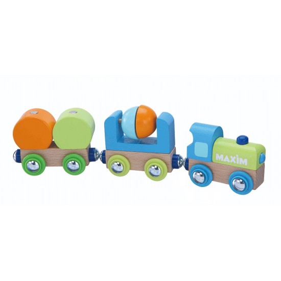 Trenulet din lemn cu Incarcatura Magentica si Betoniera Junior Tren Maxim- 50648 Rail Road