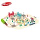 Set trenulete cu pista si circuit  autostrada din lemn si sine Rail Road Acooltoy -100 piese