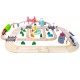 Set trenulete cu pista si circuit  autostrada din lemn si sine Rail Road Acooltoy -100 piese