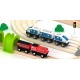 Set trenulete cu pista si circuit  autostrada din lemn si sine Rail Road Acooltoy -100 piese