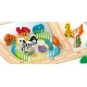 Set trenulete cu pista si circuit  autostrada din lemn si sine Rail Road Acooltoy -100 piese