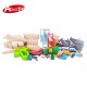 Set trenulete cu pista si circuit  autostrada din lemn si sine Rail Road Acooltoy -100 piese
