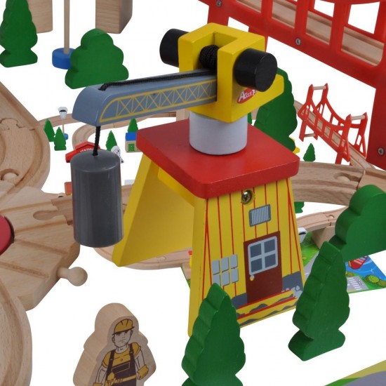 Set Trenulet Wooden Train 100 piese