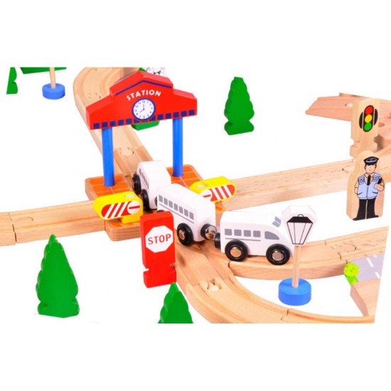 Set Trenulet Wooden Train 100 piese
