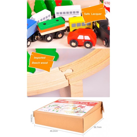 Set Trenulet Wooden Train 100 piese