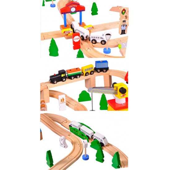 Set Trenulet Wooden Train 100 piese