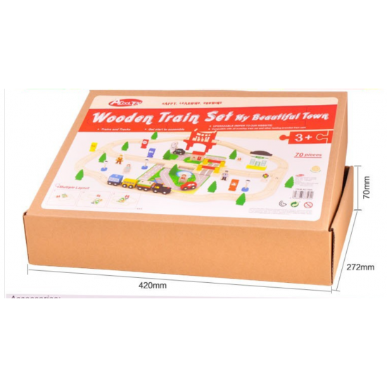Set trenulet Wooden Train 70 piese